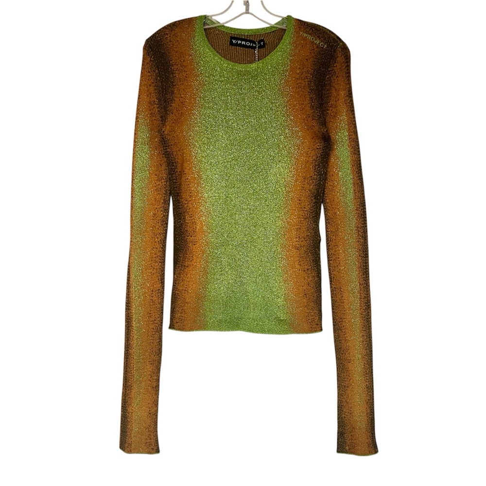 Y Project green orange brown ombre gradient metallic long sleeve knit shirt